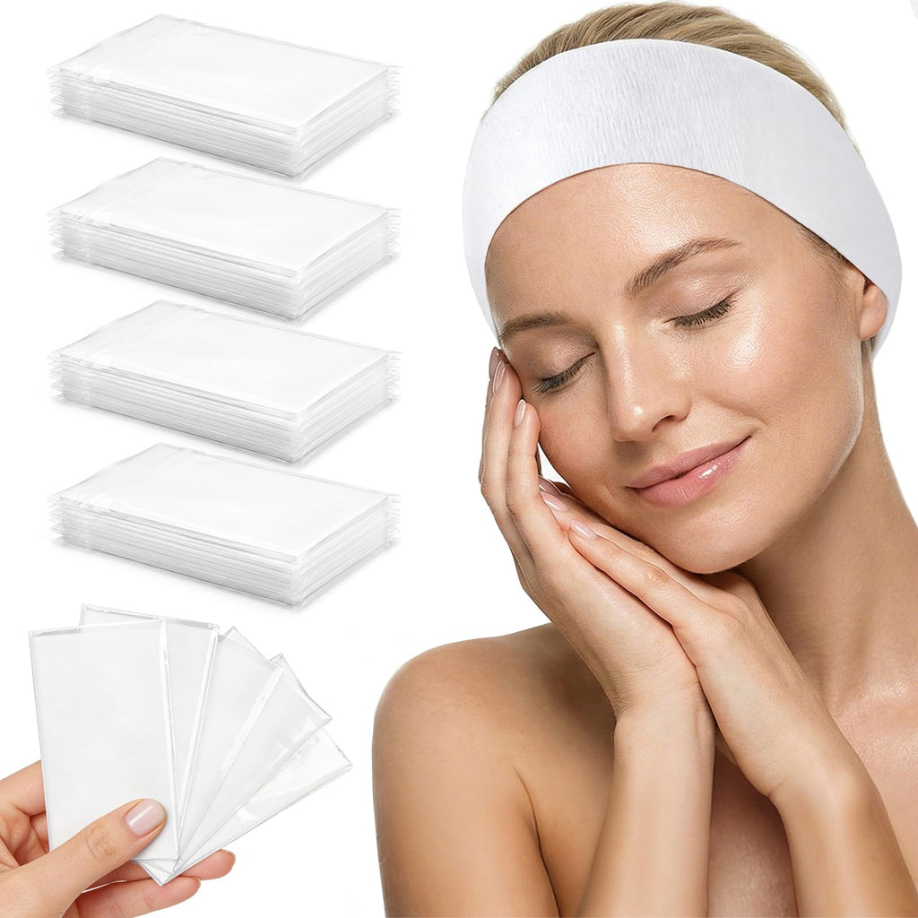 Disposable Headbands for Spa & Facials – 48pcs White Disposable Spa Headbands for Women, Professional Headband for Facials, Esthetician, Skincare & Washing Face – Non-Woven Disposable Hair Bands Pack