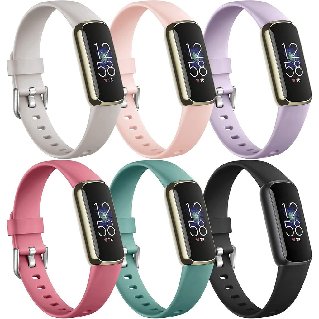 Buy now Maledan 6 Pack Bands Compatible with Fitbit Luxe Bands for Women Men, Soft Silicone Adjustable Waterproof Sport Band Replacement Strap Accessories Wristbands for Luxe Fitness Tracker Default at indiglob india