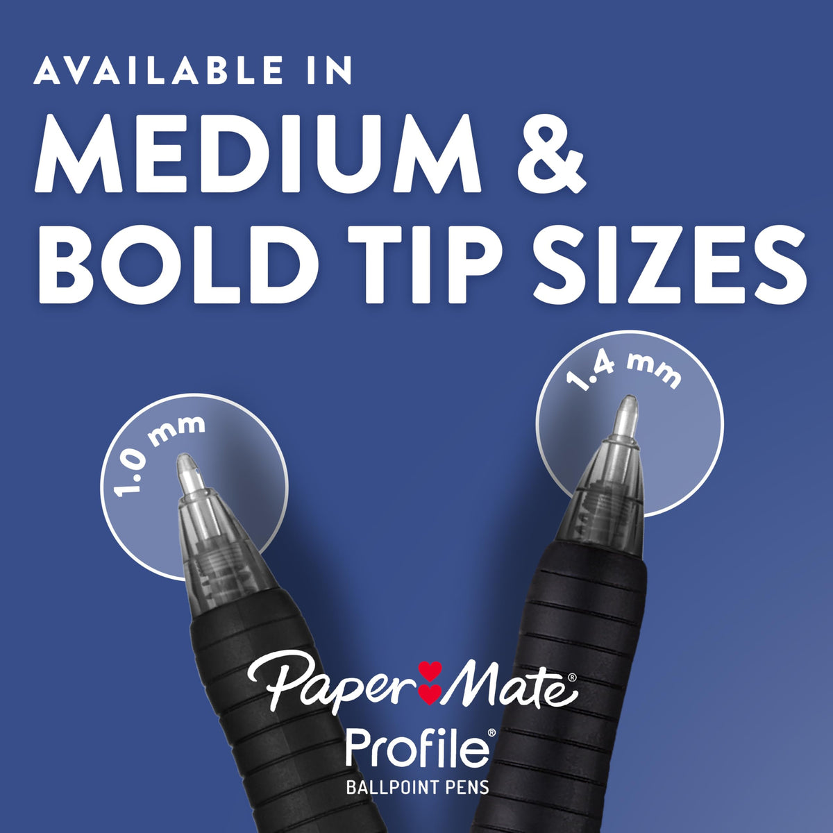 Paper Mate Profile Retractable Ballpoint Pens, Bold Point (1.4mm), Assorted Colors, 12 Count - Back to School, Office, Teacher Supplies