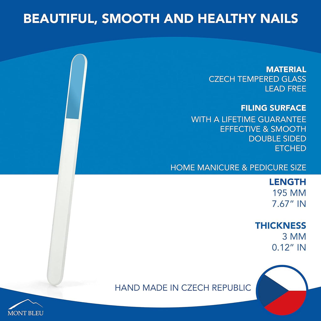 Buy now Mont Bleu Large Professional Glass Nail File - Genuine Czech Tempered Glass - Handmade in Czech Republic - Best Crystal Nail File for Natural Nails at indiglob india