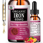 Vita letuo Iron Supplement for Women with Vitamin C,6-in-1 Liquid Supplement w/Vitamin B12,Vitamin B6,High Absorption Liquid Iron Drops for Red Blood Cells & Immune Support,Non-GMO, Gluten Free