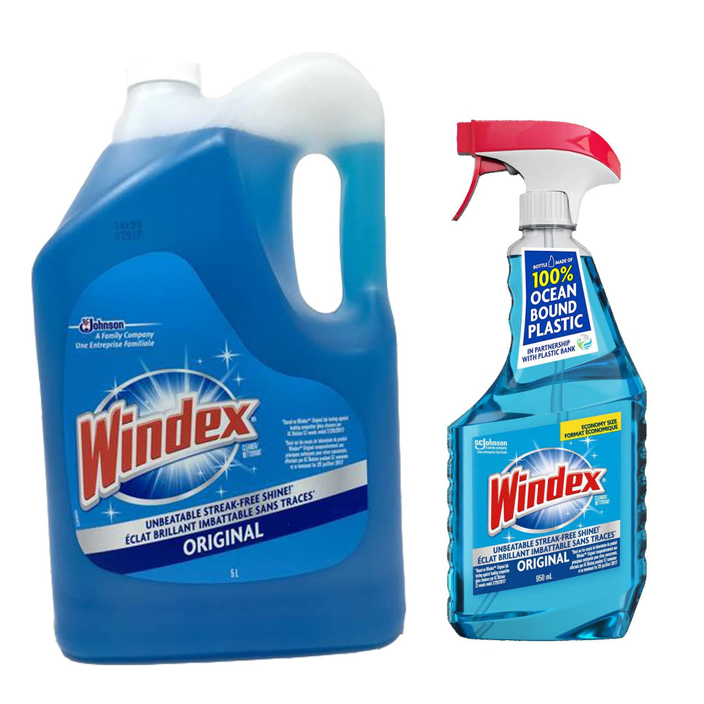 Buy now SC Johnson Windex Original Glass Cleaner Set: 5L refill +950 ml Trigger Spray at indiglob india