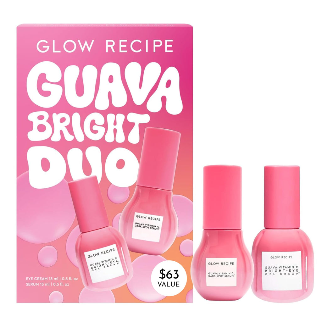 Buy now Glow Recipe Guava Brightening Korean Skincare Gift Set - Vitamin C Under Eye Cream Treatment + Hydrating Vitamin C Dark Spot Face Serum with Niacinamide & Peptides, Travel Size (2 Count) at indiglob india