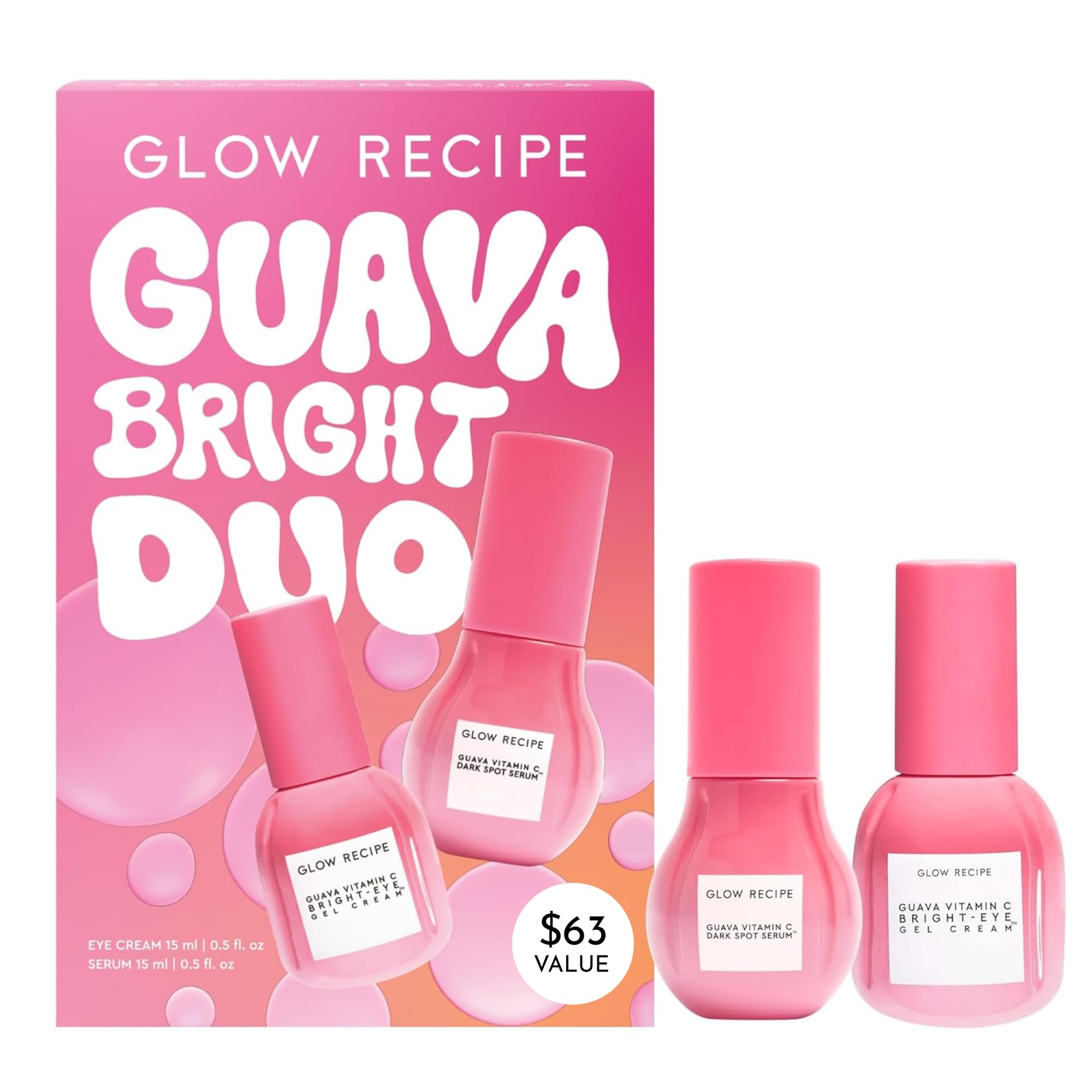 Buy now Glow Recipe Guava Brightening Korean Skincare Gift Set - Vitamin C Under Eye Cream Treatment + Hydrating Vitamin C Dark Spot Face Serum with Niacinamide & Peptides, Travel Size (2 Count) at indiglob india
