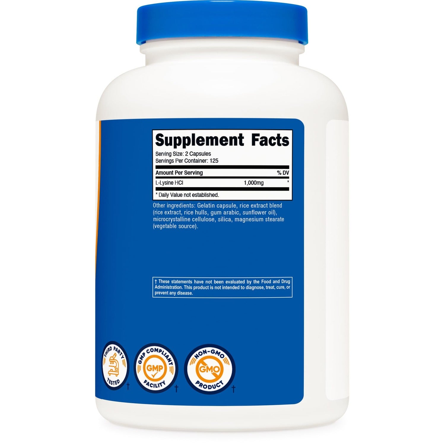 Nutricost L-Lysine 1000mg, 250 Capsules, 500mg Per Cap, Gluten Free | GMO-Free