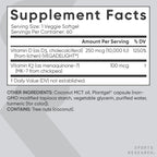Sports Research® Vegan Vitamin D3 + K2 w/Coconut Oil, 60 Count Plantgels™ | Plant-Based Vitamin D 10,000iu/250mcg & Soy-Free Vitamin K 100mcg for Bone & Immune Support - Vegan Certified · Non-GMO