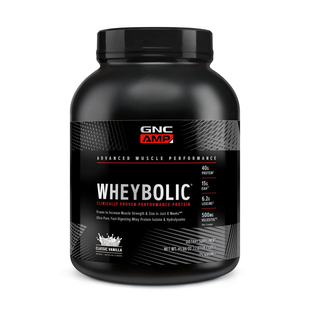 Buy now GNC AMP Wheybolic Clinically Proven Protein Powder, 40g Whey Protein, BCAA, Leucine, Increases Muscle Strength, Muscle Building, 3rd Party Tested, Gluten Free, Classic Vanilla, 25 Servings at indiglob india