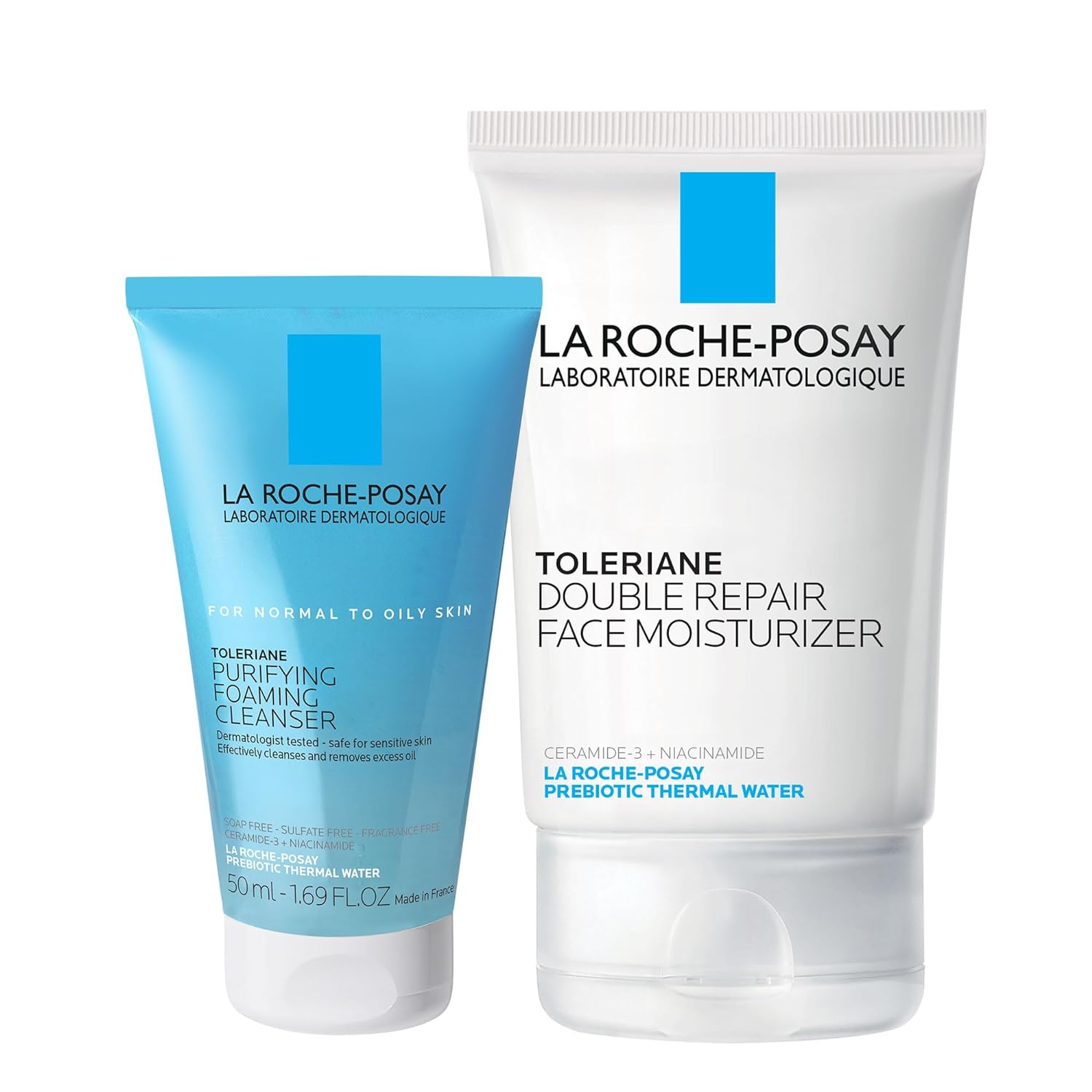 Buy now La Roche-Posay Toleriane Double Repair Face Moisturizer, Daily Moisturizer Face Cream with Ceramide & Niacinamide for All Skin Types, Immediate Comfort & Long Lasting Hydration, Fragrance Free 5.07 Fl Oz (with Travel Purifying Cleanser) at indiglob india