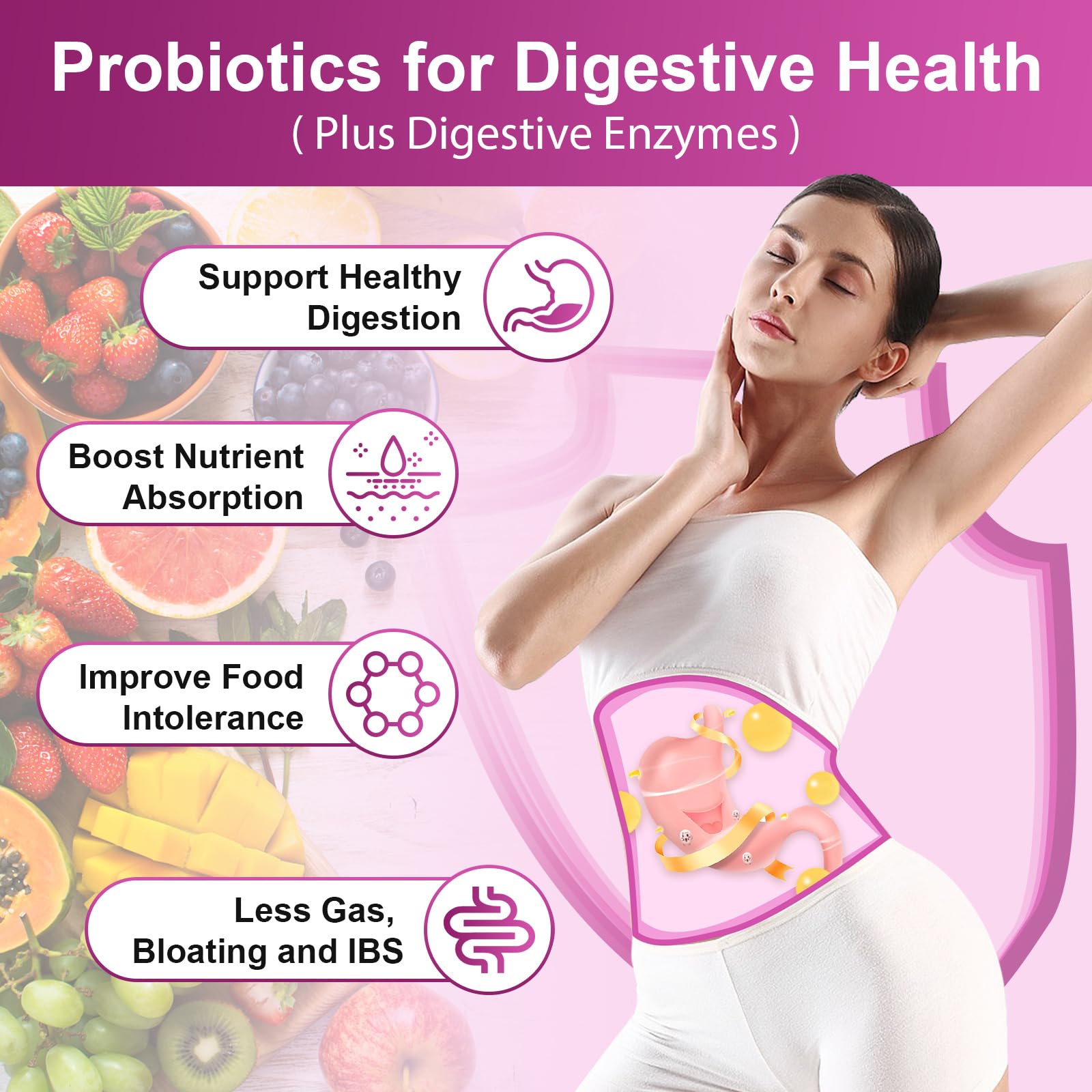 NATURE TARGET Probiotics for Women, 100 Billion CFU, 90 Veggie Capsules | Prebiotics & Enzymes Support Digestive Health & Gut Balance, With Cranberry For Vaginal & Urinary Tract Health, Shelf-Stable