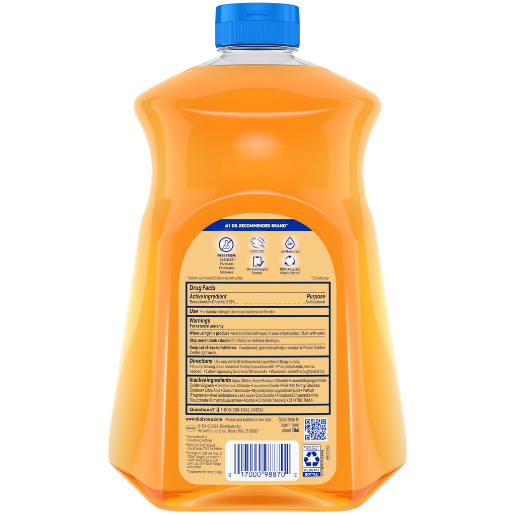 Buy now Dial Antibacterial Defense Liquid Hand Soap + Aloe, Gold Scent, 52 Fl Oz Hand Soap Refill (3 Count), Dermatologist-Tested, Gentle Formula at indiglob india