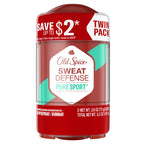 Old Spice Antiperspirant and Deodorant for Men, 24/7 Sweat and Odor Protection, Legendary Fragrance, Sweat Defense, Pure Sport Plus, 2.6 oz Twin Pack