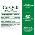 Buy now Nature's Bounty CoQ10, Supports Heart Health, 100mg Plus L-Carnitine, 60 Softgels at indiglob india