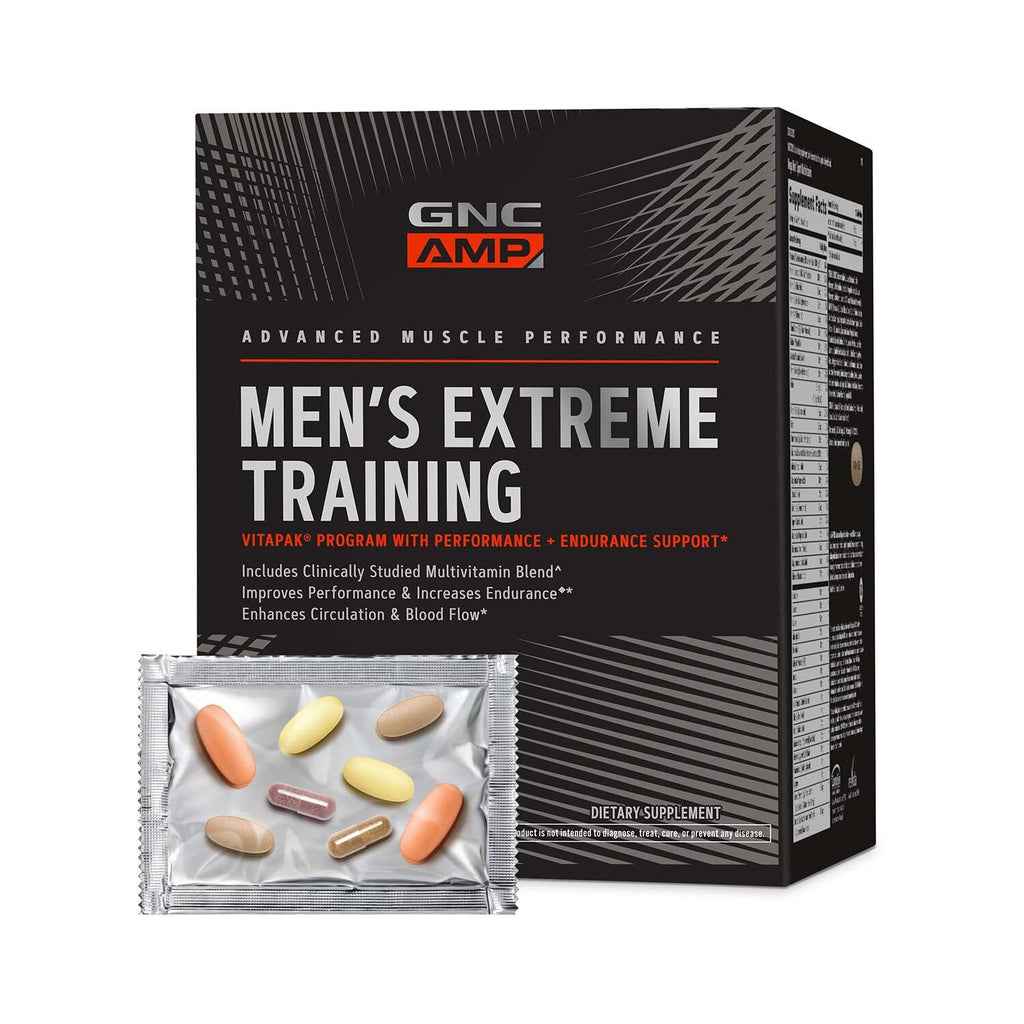 Buy now GNC AMP Menâ€™s Extreme Training Vitapak Program, 5 Products in 1, Convenient Vitamin Pack for Performance & Endurance, Adult Multivitamin, Proven Ingredients, Caffeine, Nitric Oxide, 30 Day Supply at indiglob india