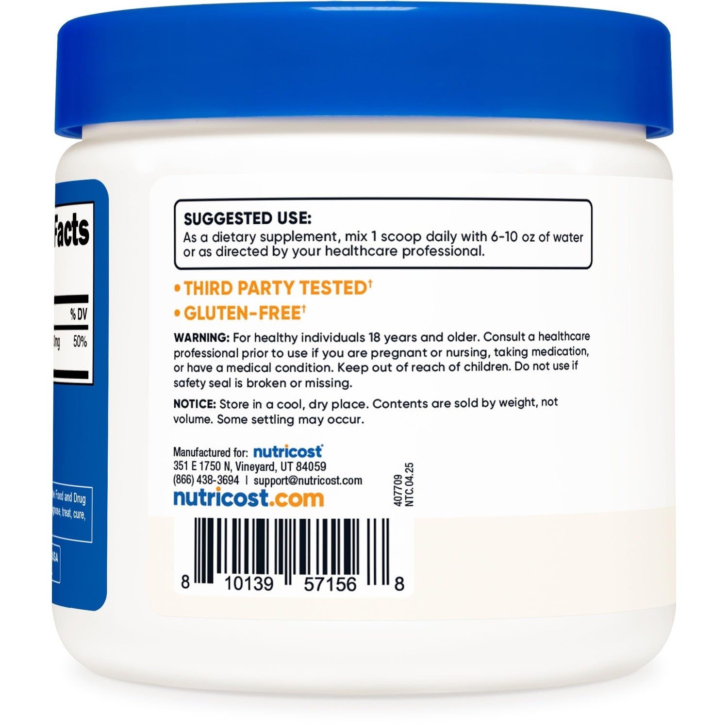 Nutricost Magnesium Glycinate Powder (250 Grams) Unflavored