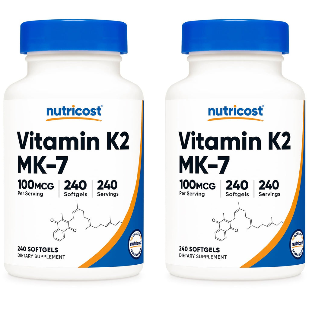 Nutricost Vitamin K2 MK-7 100 mcg, 240 Softgels, Gluten Free, GMO-Free | MK7