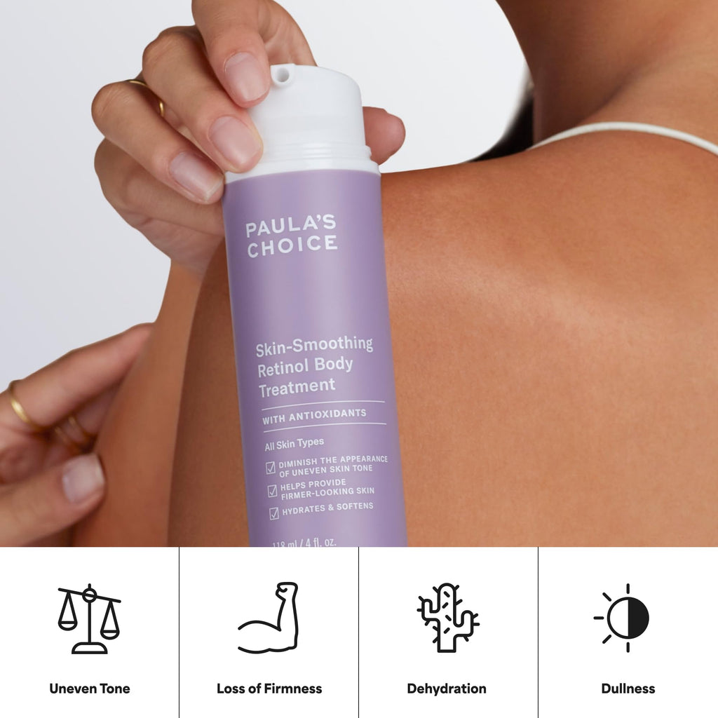 Paula's Choice Retinol Skin-Smoothing Body Lotion Treatment, 4 Fl Oz | Anti-Aging Body Moisturizer with Shea Butter, Vitamin C & E for All Skin Types, Reduces Dryness, Fragrance-Free