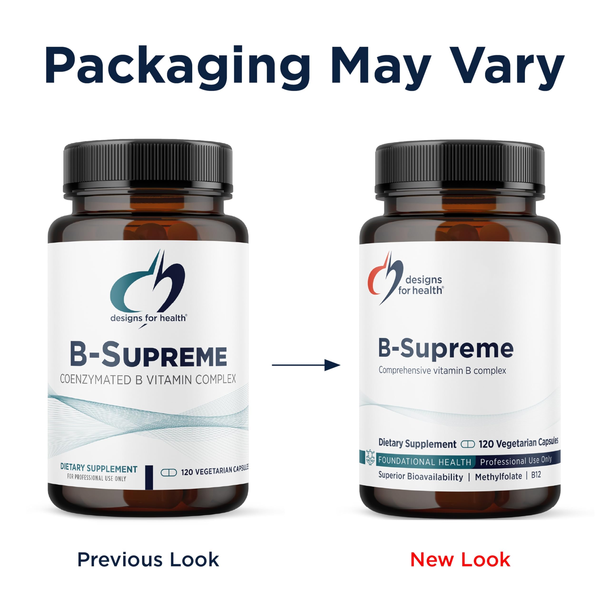 Designs for Health Methylated Vitamin B Complex - Vitamin B Supplements with B12 Vitamins, B1, B3, Niacin, B6, Folate & Biotin - Supports Metabolic and Heart Health, Mood & Energy* (120 Capsules)