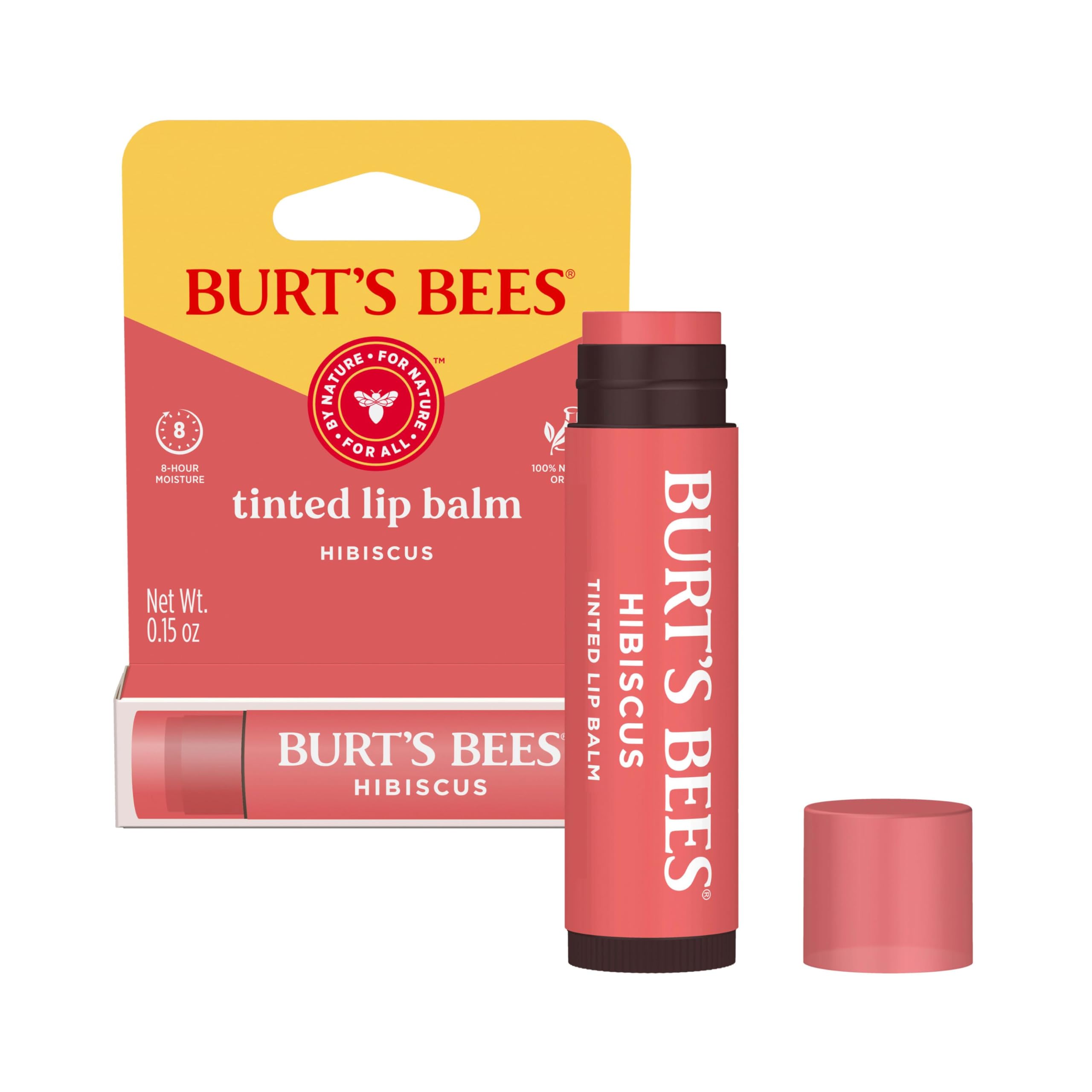 Buy now Burt's Bees Lip Tint Balm, Long Lasting 2 in 1 Duo Tinted Balm Formula, Color Infused with Hydrating Shea Butter for a Natural Looking Buildable Finish, Hibiscus, 1 Tube at indiglob india
