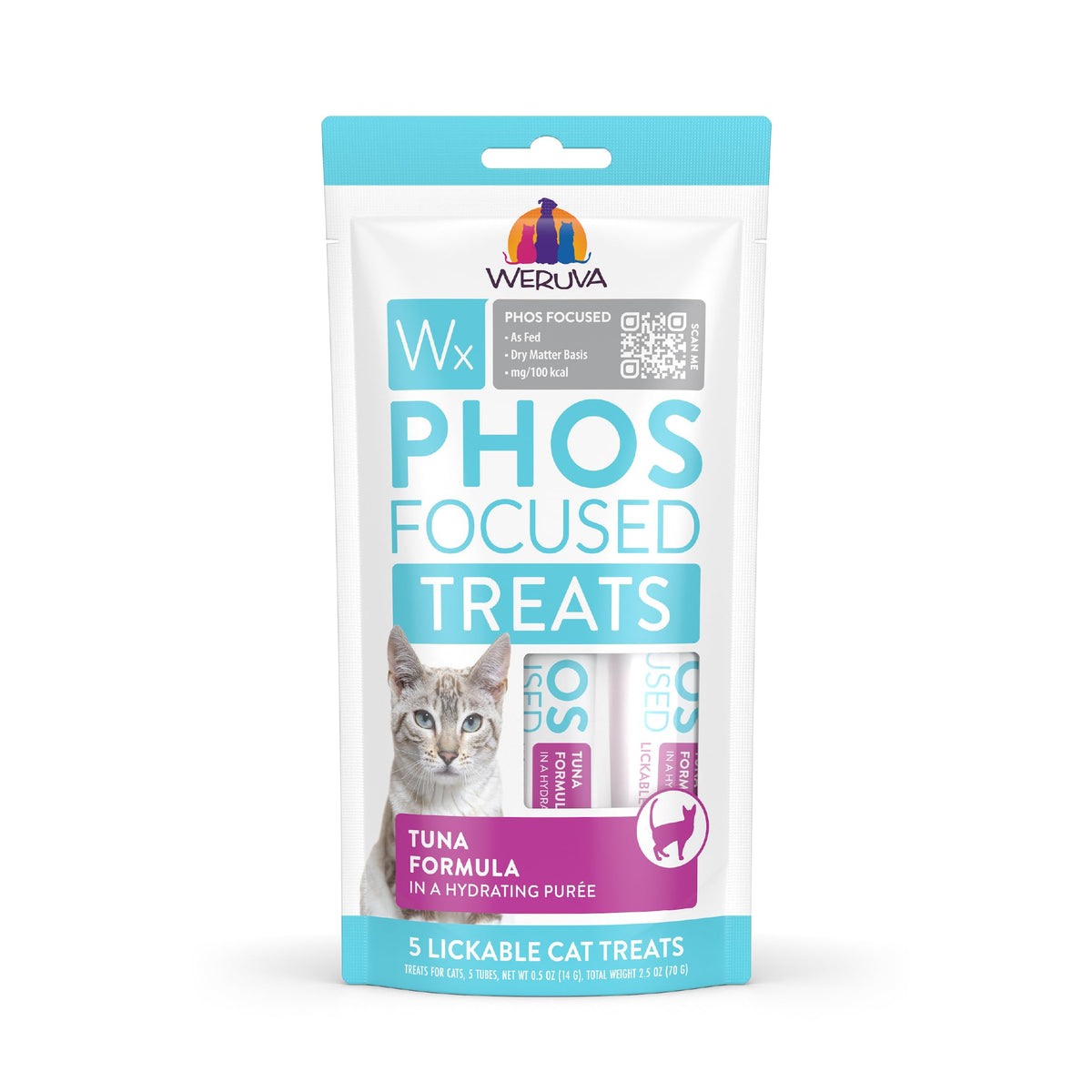 Weruva Wx Phos Focused, Tuna Formula Lickable Cat Treats, 0.5oz Tube, Pack of 5
