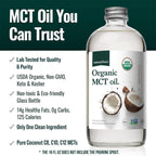 Natural Force Organic MCT Oil – Pure Glass Bottle – Made from 100% Virgin Coconut Oil + Certified Keto, Paleo, Kosher, Vegan & Non-GMO – Lab Tested for Quality and Purity - 16 Ounce