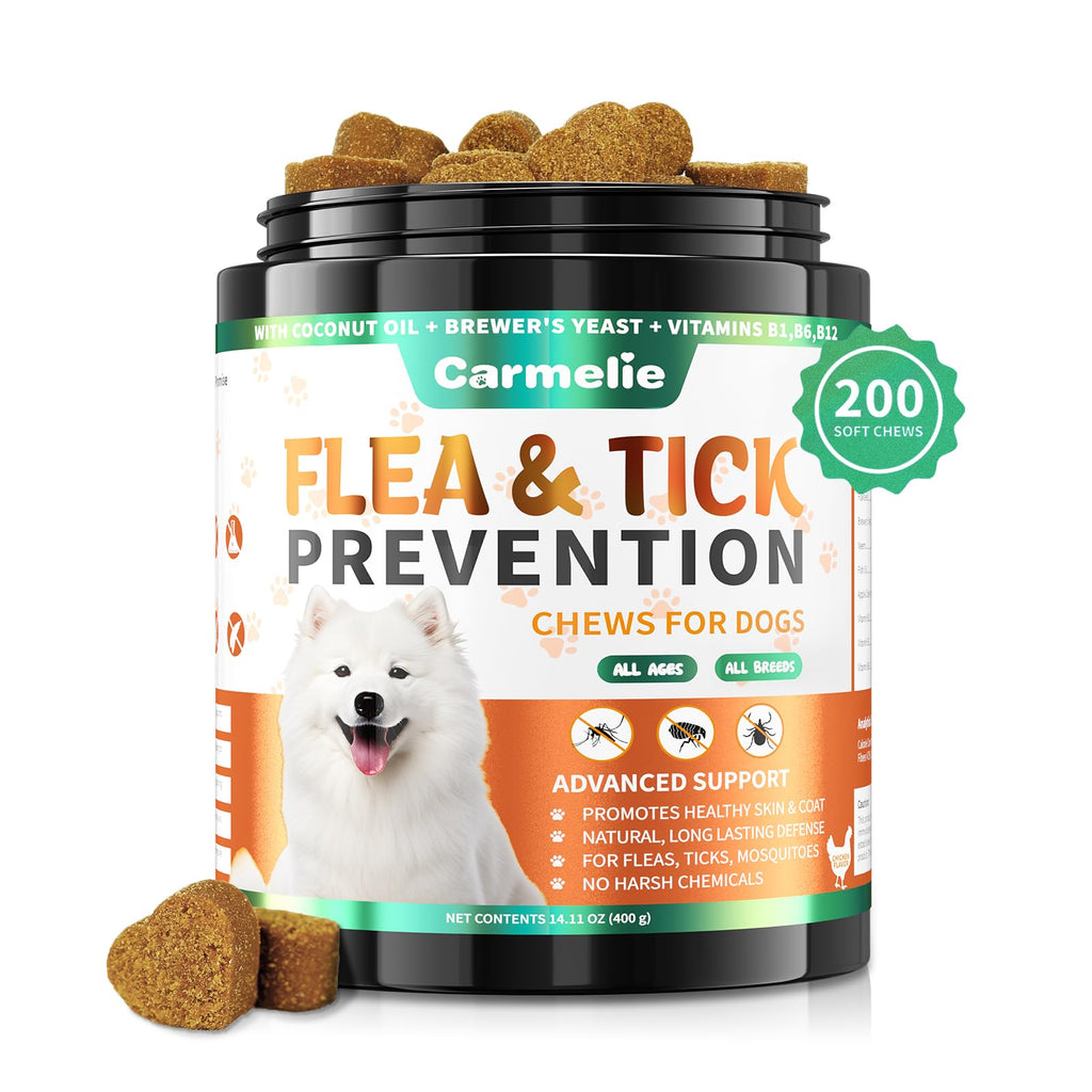 Carmelie Flea and Tick Prevention for Dogs Chewables, 200 Soft Chews