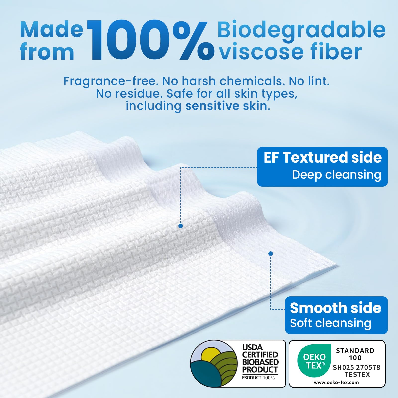 Borje Face Towels XXL, Thick Disposable Face Towel 10" x 12", 300 Count (6 Packs of 50), 100% USDA Biobased Facial Towelettes, Ultra Soft Makeup Remover Dry Wipes for Women Cleansing