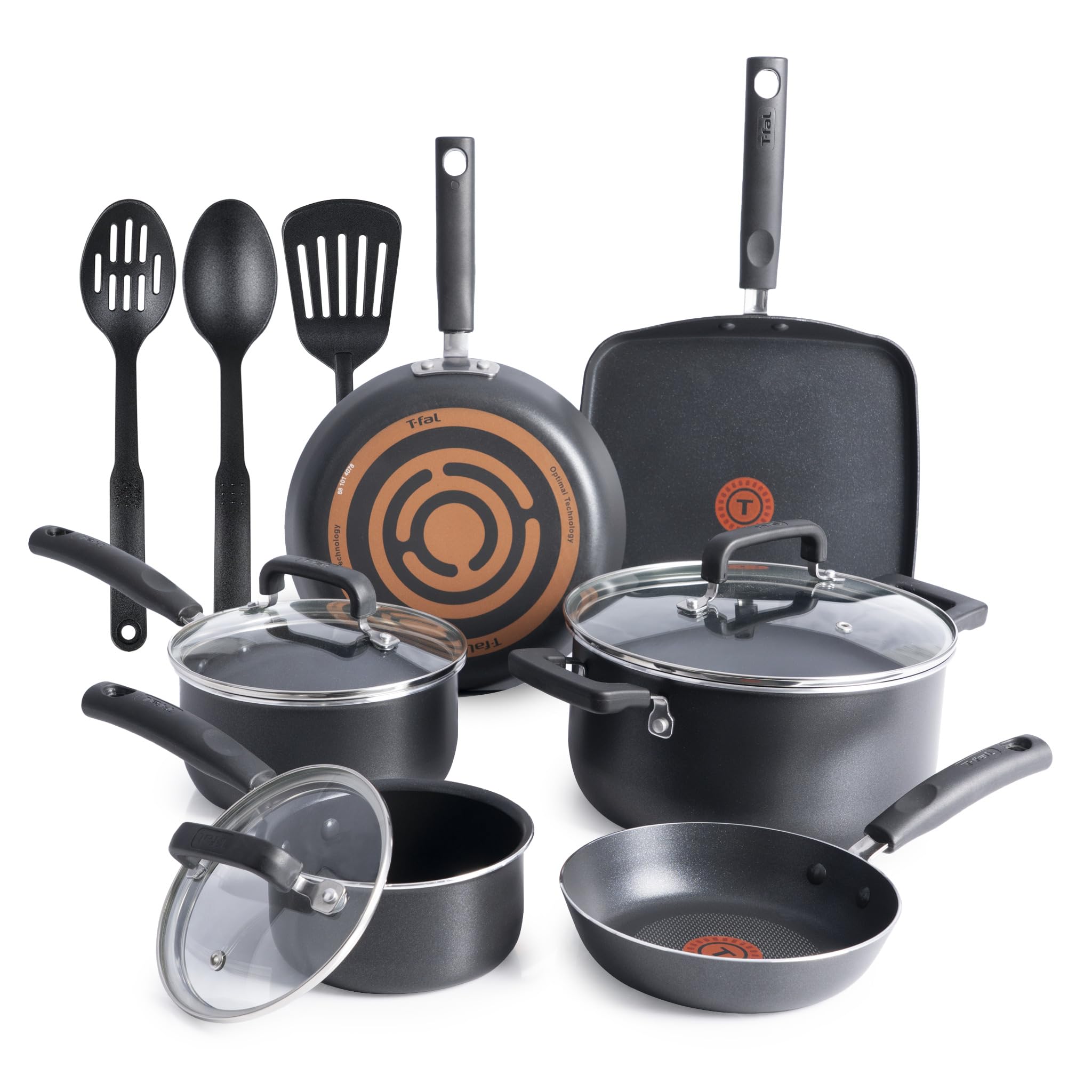 Buy now T-fal Signature Nonstick Cookware Set 12 Piece, Oven Broiler Safe 350F, Pots and Pans, Kitchen Cooking Set w/Fry Pans, Saucepans, Saute Pan, Dutch Oven, Griddle, Kitchen, Home, Dishwasher Safe, Black 12-Piece Nonstick at indiglob india