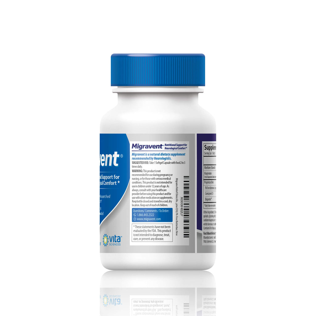Migravent Brain & Circulatory Wellness Support - 60 Capsules | Advanced Nutritional Formula with Magnesium, CoQ10, Vitamin B2, PA-Free Butterbur & Bioperine for Brain Wellness Support.