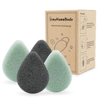 Buy now myHomeBody Natural Konjac Facial Sponges â€“ Teardrop Shape - for Gentle Face Cleansing and Exfoliation - with Activated Charcoal and Aloe Vera, Set of 4 at indiglob india
