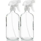 Large Clear Glass Spray Bottles, Empty, Refillable, Water, Fine Mist 16 oz