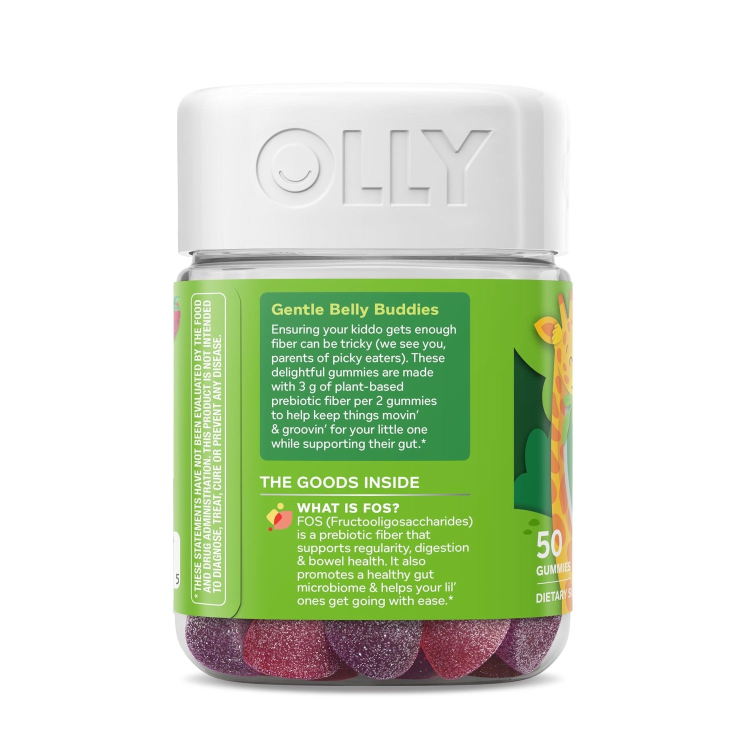 OLLY Kids Friendly Fiber Gummy, Digestion Support* Dietary Fiber - 50 Count
