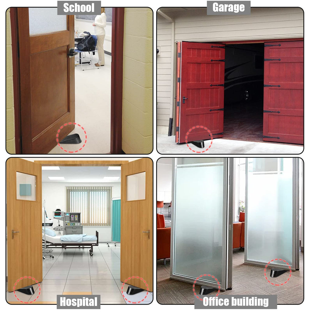 Big Door Stopper 2 Packs, Heavy Duty Wedge Rubber Door Stop Works on All Floor Surfaces, Non-Scratching Doorstops Special for Home Office School Heavy Door (Black, H1.9 x L6.3 x W2.7 Inches)