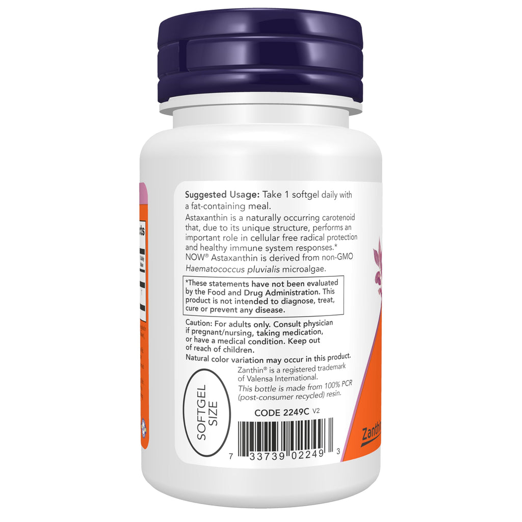 Now Foods Supplements, Astaxanthin 10mg, Extra Strength,derived from Non-GMO Haematococcus Pluvialis Microalgae and has Naturally Occurring Lutein, Canthaxanthin and Beta-Carotene, 30 Softgels
