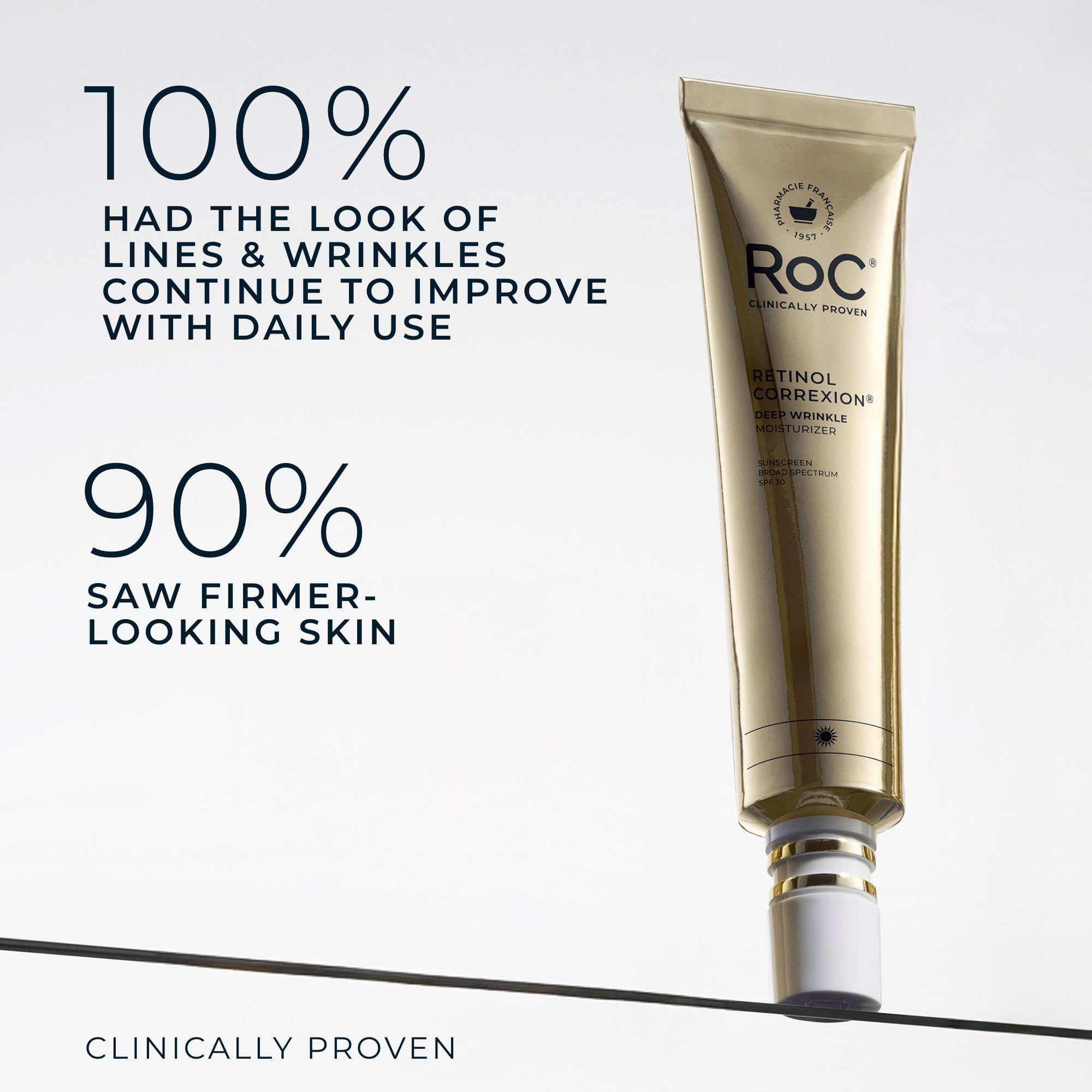 RoC Retinol Correxion Deep Wrinkle Daily Face Moisturizer SPF 30, 1 oz | Sunscreen SPF 30 for fine lines, dark spots, post-acne scars, facial moisturizer with SPF, retinol cream, packaging may vary