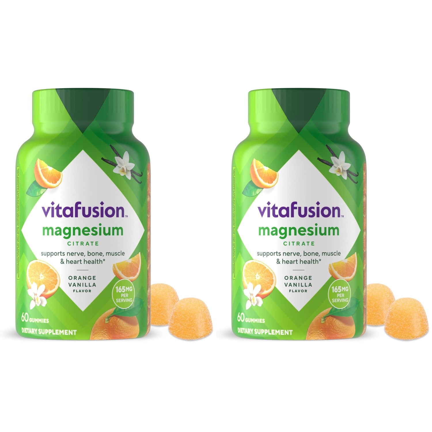 Vitafusion Magnesium Citrate Gummy | 165mg | 60 Gummies | for Adult Women & Men | Orange Vanilla Flavor | Gluten-Free Vitamin Supplement