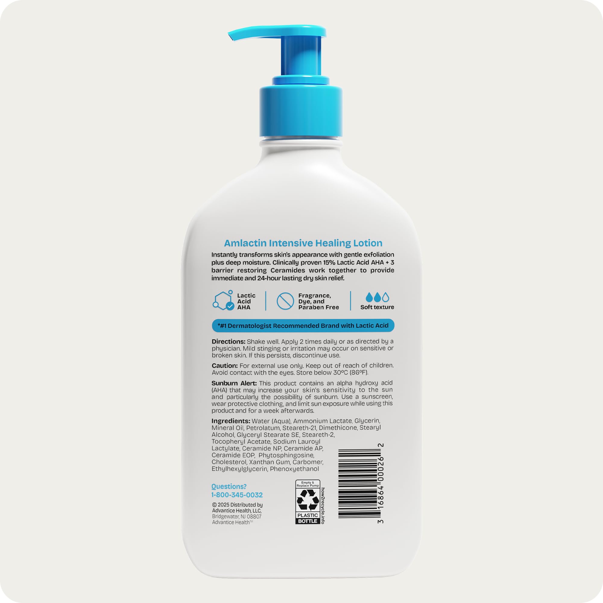 AmLactin Intensive Healing Body Lotion, 15% Lactic Acid, 14.1 oz | 15% body lotion with lactic acid and ceramide 3 exfoliates and deeply moisturizes extremely dry skin for smoother skin.