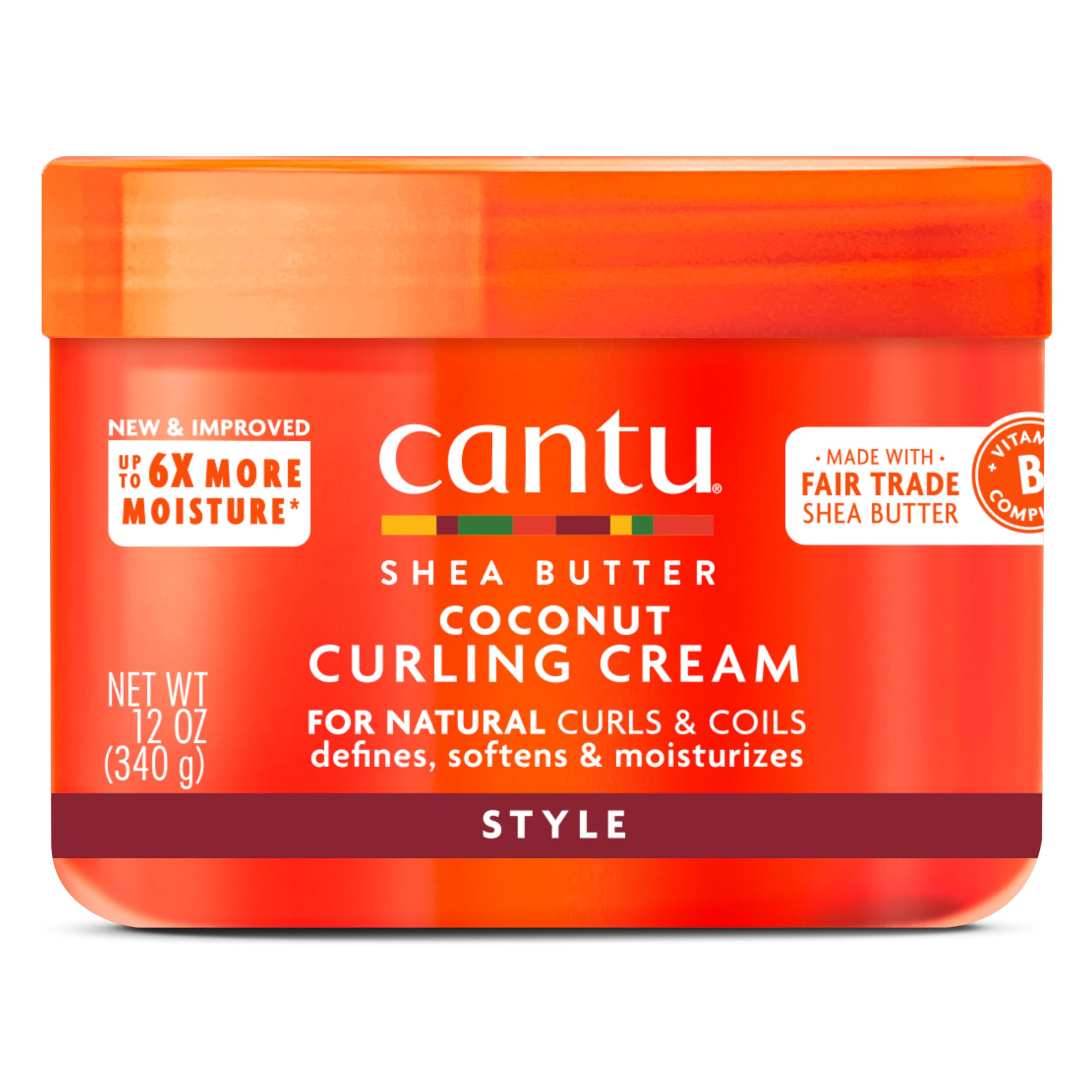 Cantu Coconut Curling Cream for Natural Hair with Pure Shea Butter, 12 oz (Pack of 2)