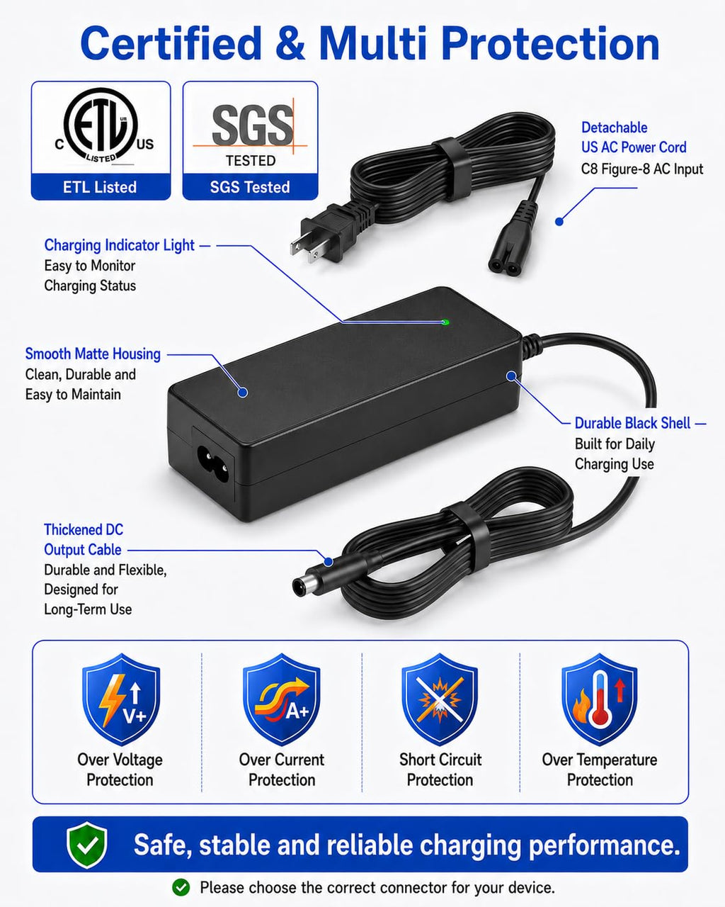 VHBW 42V 2A Charger Compatible with Segway Ninebot Electric Scooter