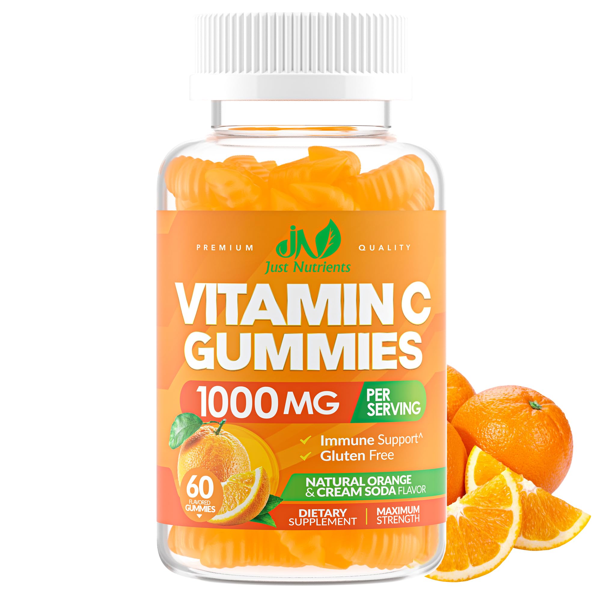 Vitamin C 1000mg Gummies – Chewable Multivitamin for Adults & Kids | Maximum Strength Immune Support with Vitamins A & E, Zinc, Magnesium & More – Natural Orange Flavor – Gluten Free, Non-GMO