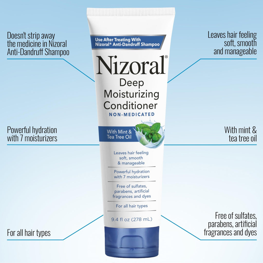 Nizoral Deep Moisturizing Conditioner, 9.4 oz, Anti-Dandruff Conditioner | Mint and Tea Tree Oil, Sulfate and Paraben Free, No Artificial Fragrance, For All Hair Types
