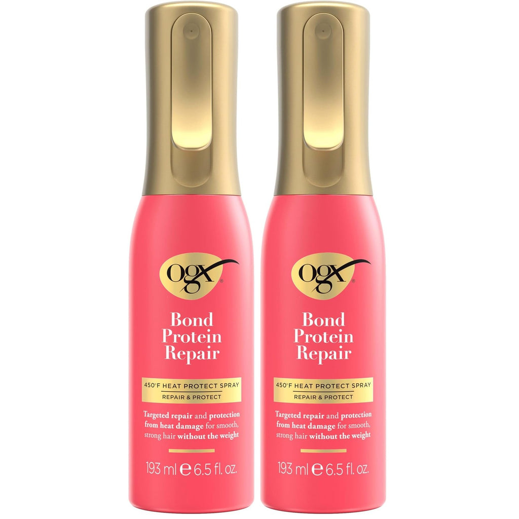 OGX Bond Protein Repair 450°F Heat Protect Spray, 6.5 fl. oz | Weightless Repair Mist, Nonstop Damage Protection*, All Hair Types, Heat Spray, Preps Hair for Styling