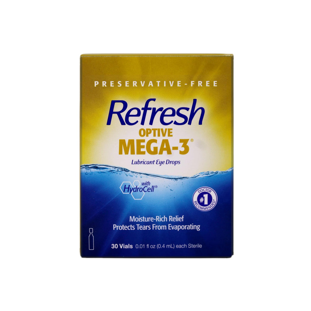 Refresh Optive Mega-3 Preservative-Free Lubricant Eye Drops, 0.01 Fluid Ounce Vials - 30 Count (Pack of 2)