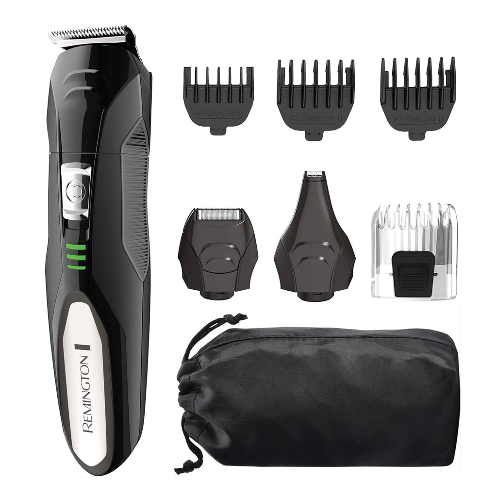 Buy now Remington All-in-One Grooming Kit, Lithium Powered, 8 Piece Set with Trimmer, Men's Shaver, Clippers, Beard and Stubble Combs, PG6025, Black at indiglob india