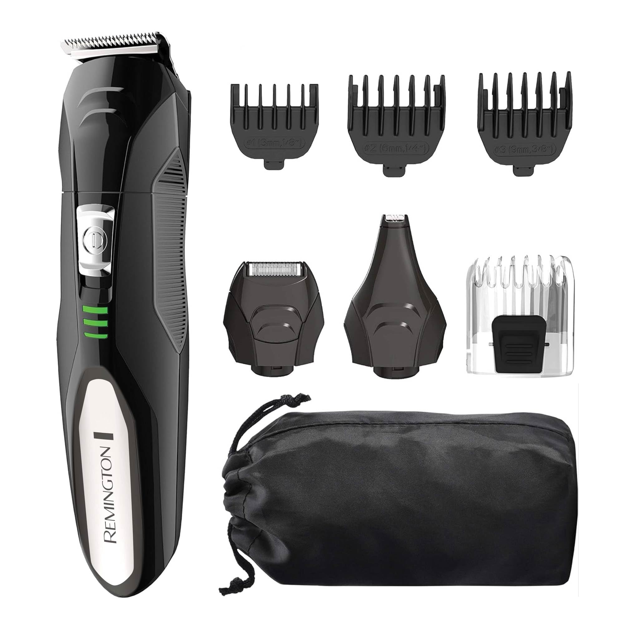 Buy now Remington All-in-One Grooming Kit, Lithium Powered, 8 Piece Set with Trimmer, Men's Shaver, Clippers, Beard and Stubble Combs, PG6025, Black at indiglob india