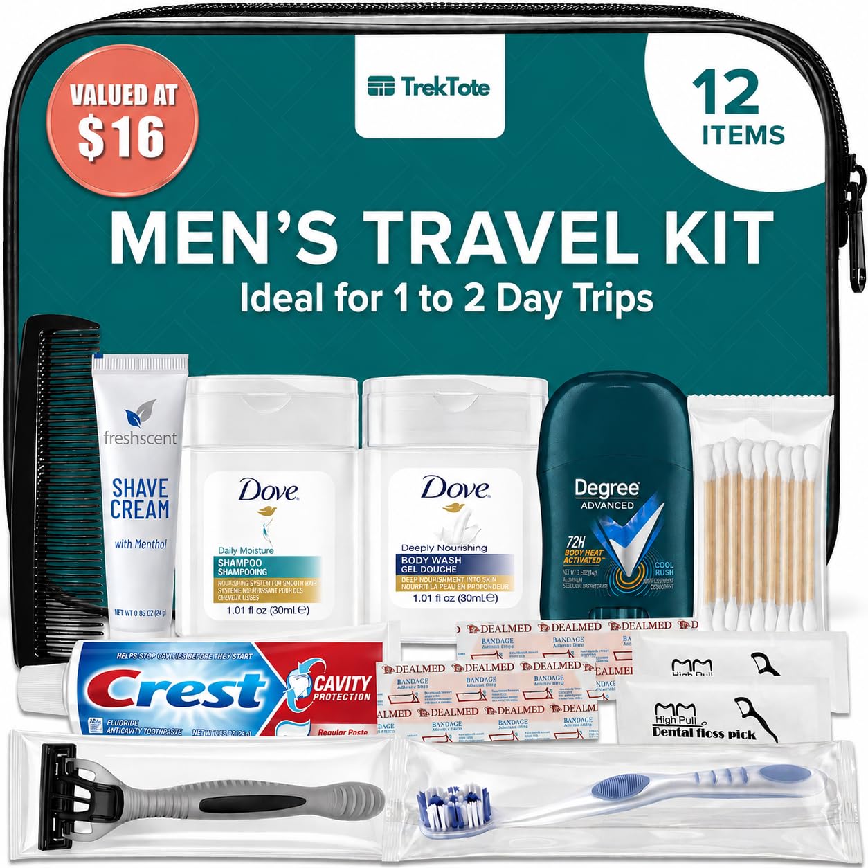 5 Pack Men’s Bulk Hygiene Kits – 12-Piece Premium Brand-Name Toiletries