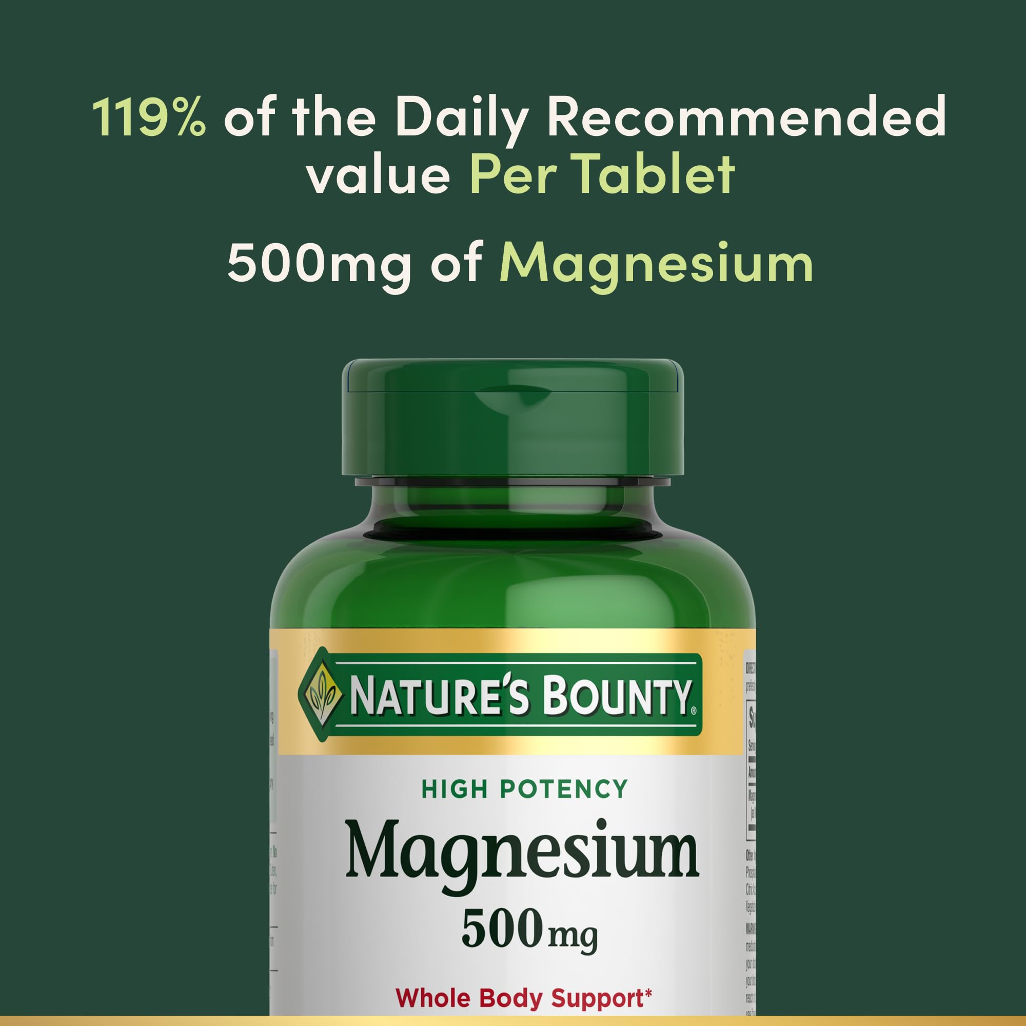 Buy now Nature's Bounty Magnesium 500 mg Tablets, High Potency Magnesium Supplement for Bone & Muscle Health, Whole Body Support, 200 Count (Pack of 1) at indiglob india