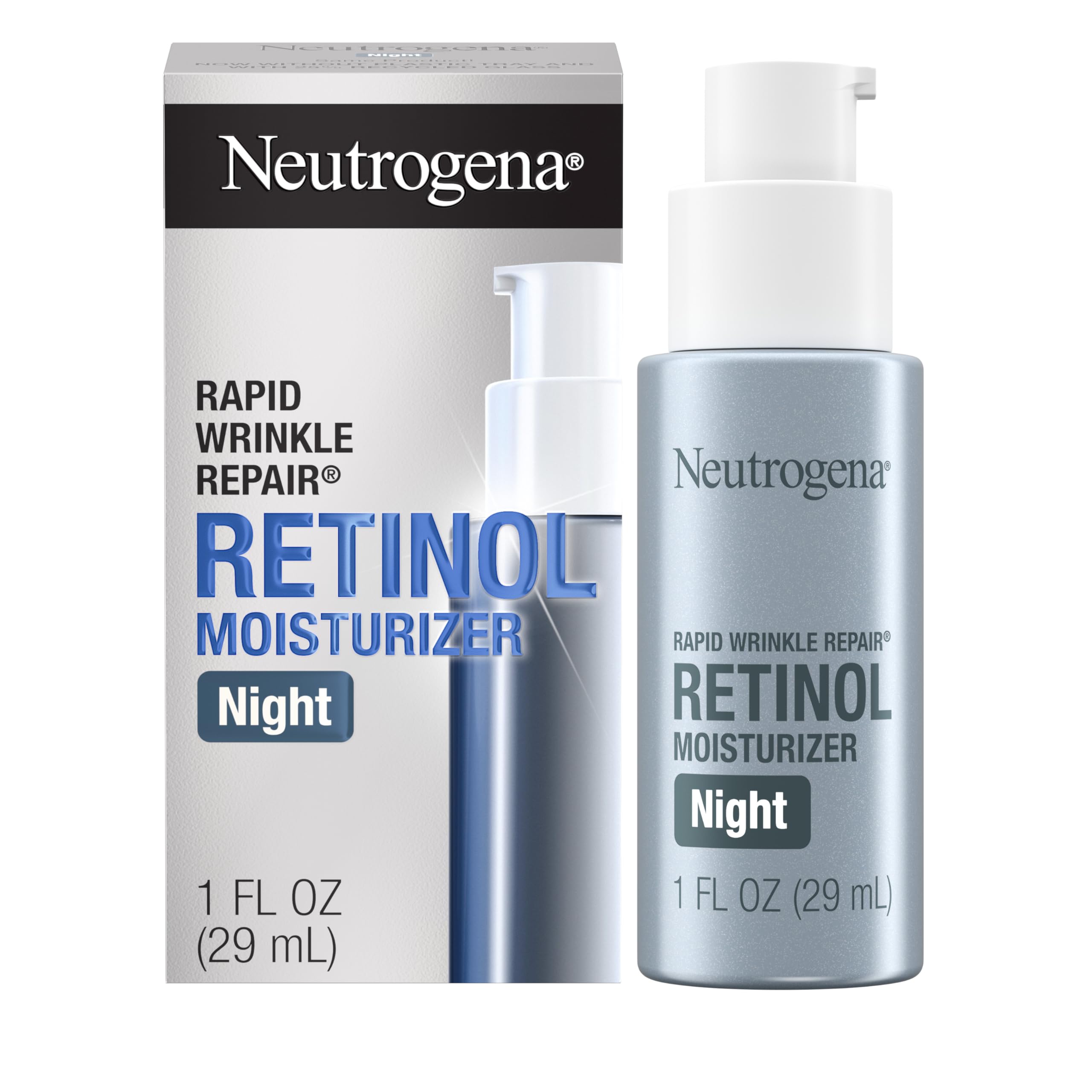 Neutrogena Rapid Wrinkle Repair Night Moisturizer, 1 fl. oz | Retinol Face & Neck Cream, Hyaluronic Acid & Retinol, Anti-Wrinkle, Paraben-Free