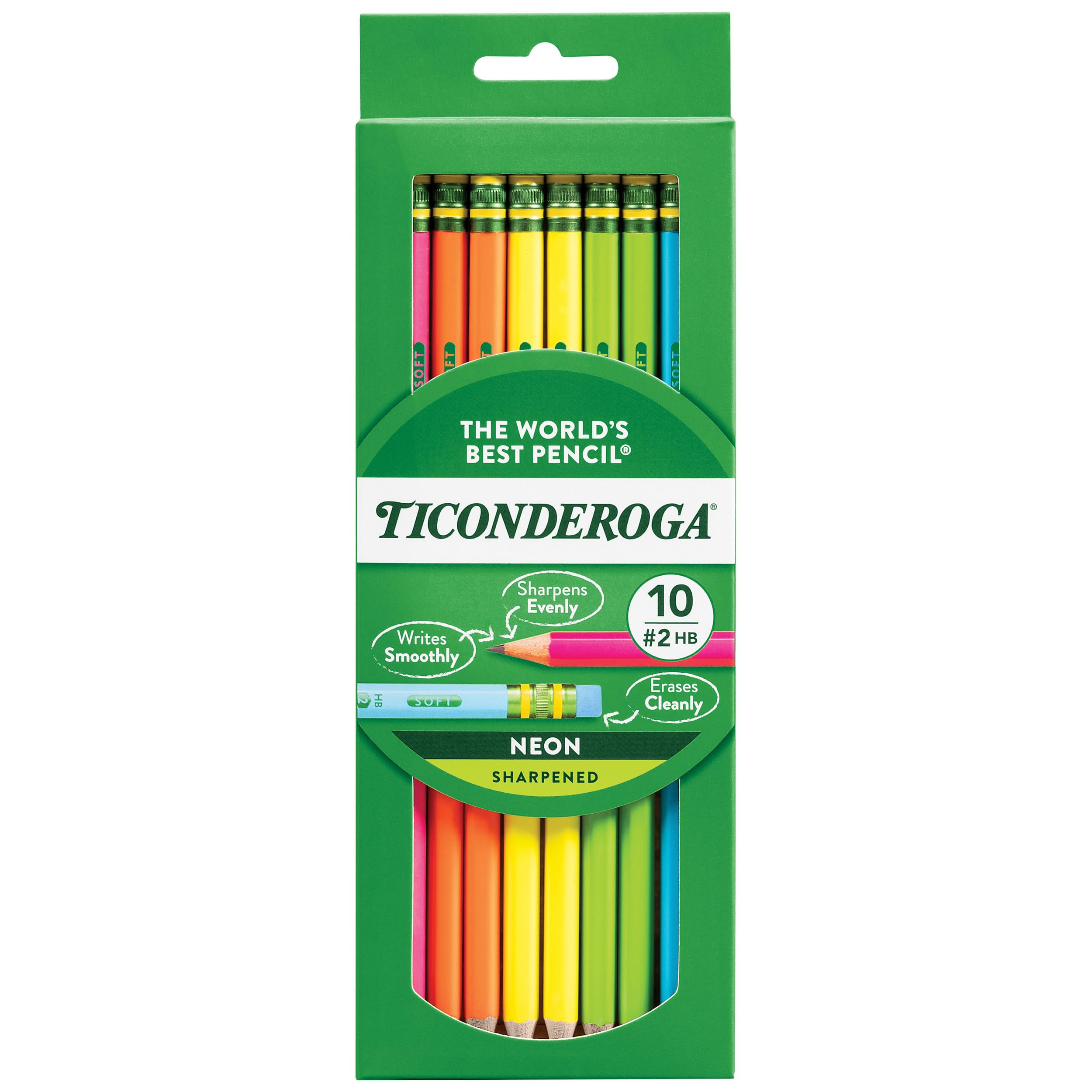 Buy now Ticonderoga Wood-Cased Pencils, Pre-Sharpened, #2 HB Soft, Neon Colors, 10 Count 10 10 Count Neon at indiglob india