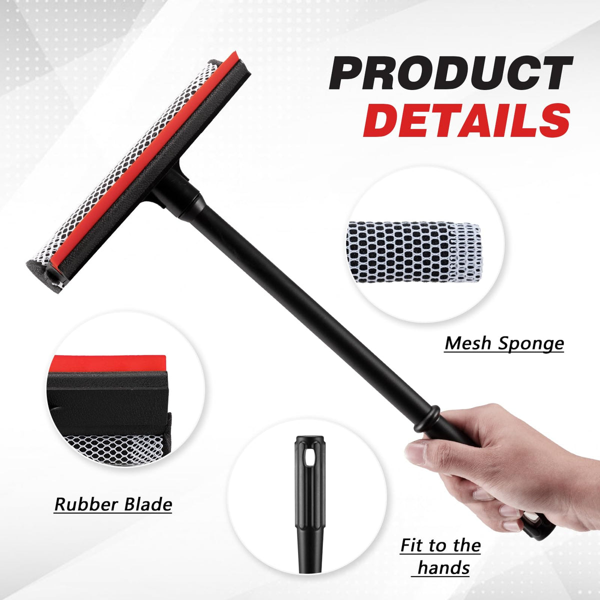 Professional 8.1" 2 in 1 Window Squeegee with 16" Long Handle,Car Squeegee for Gas Station,Home,Car，Glass,Shower,Outdoor High Window Cleaning