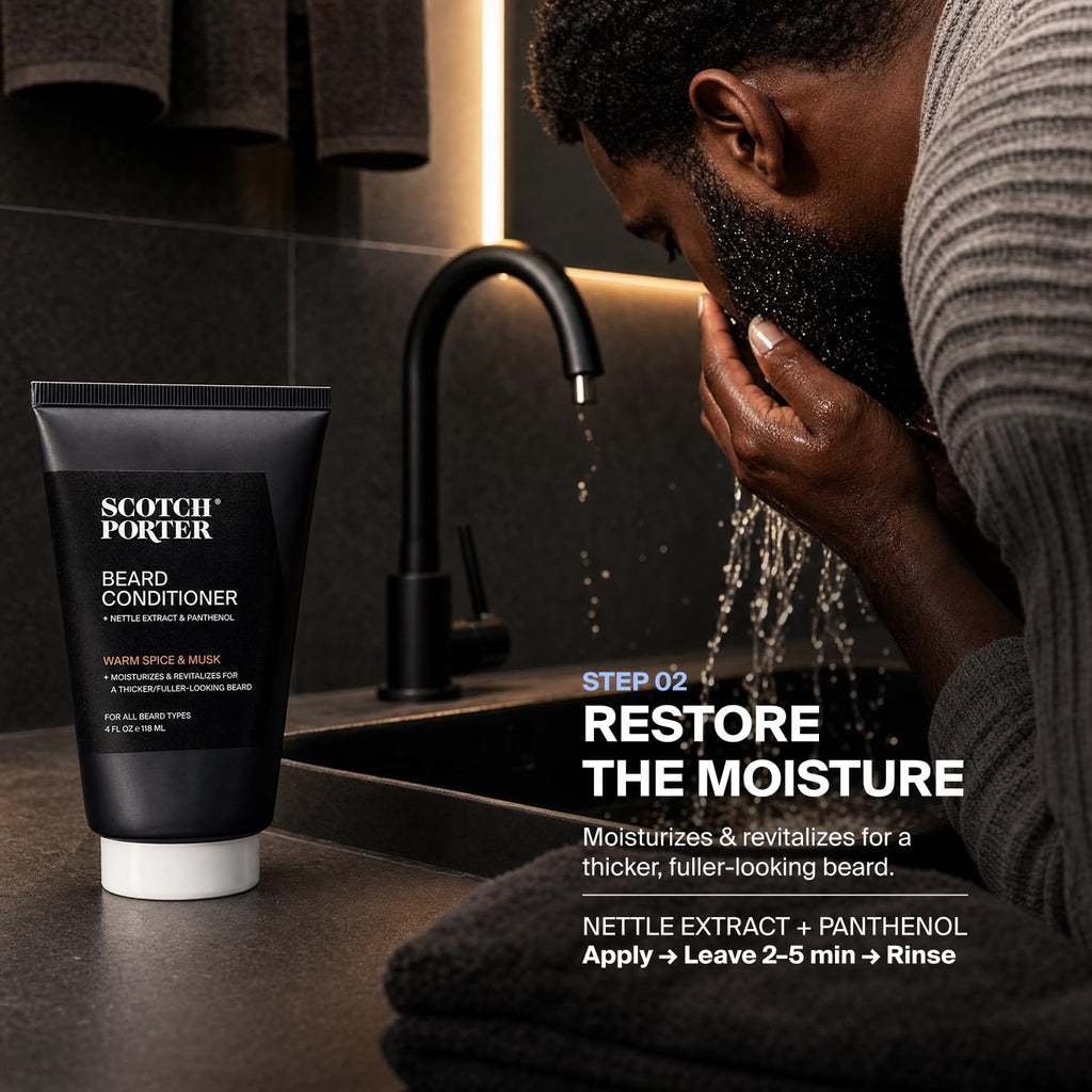 Scotch Porter Beard Kit – Beard Wash, Conditioner, Balm & Oil for Men